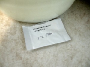 Small paper slip used to record the start time and identify jars of homemade cultured dairy
