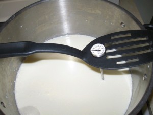 Milk heating in a stainless steel pot